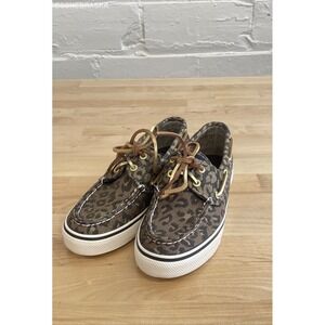 Sperry Top-Sider Women's Boat Shoes Leopard Print Gold Eyelets Casual - Size 5.5